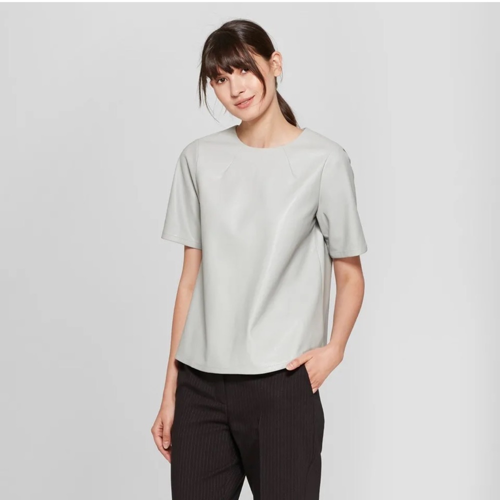 Prologue faux leather gray Blouse